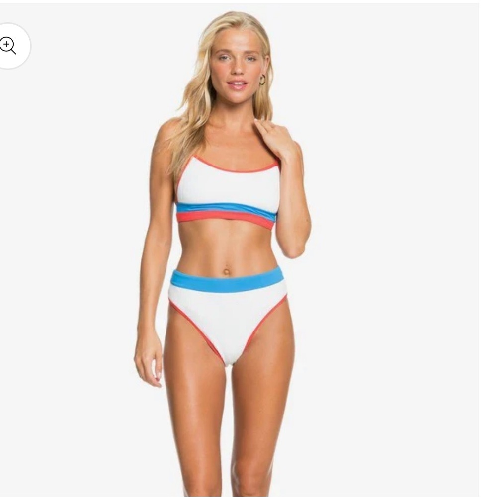 NWT Roxy Hello July High Leg Ribbed Bikini Bottoms Small - Picture 4 of 4